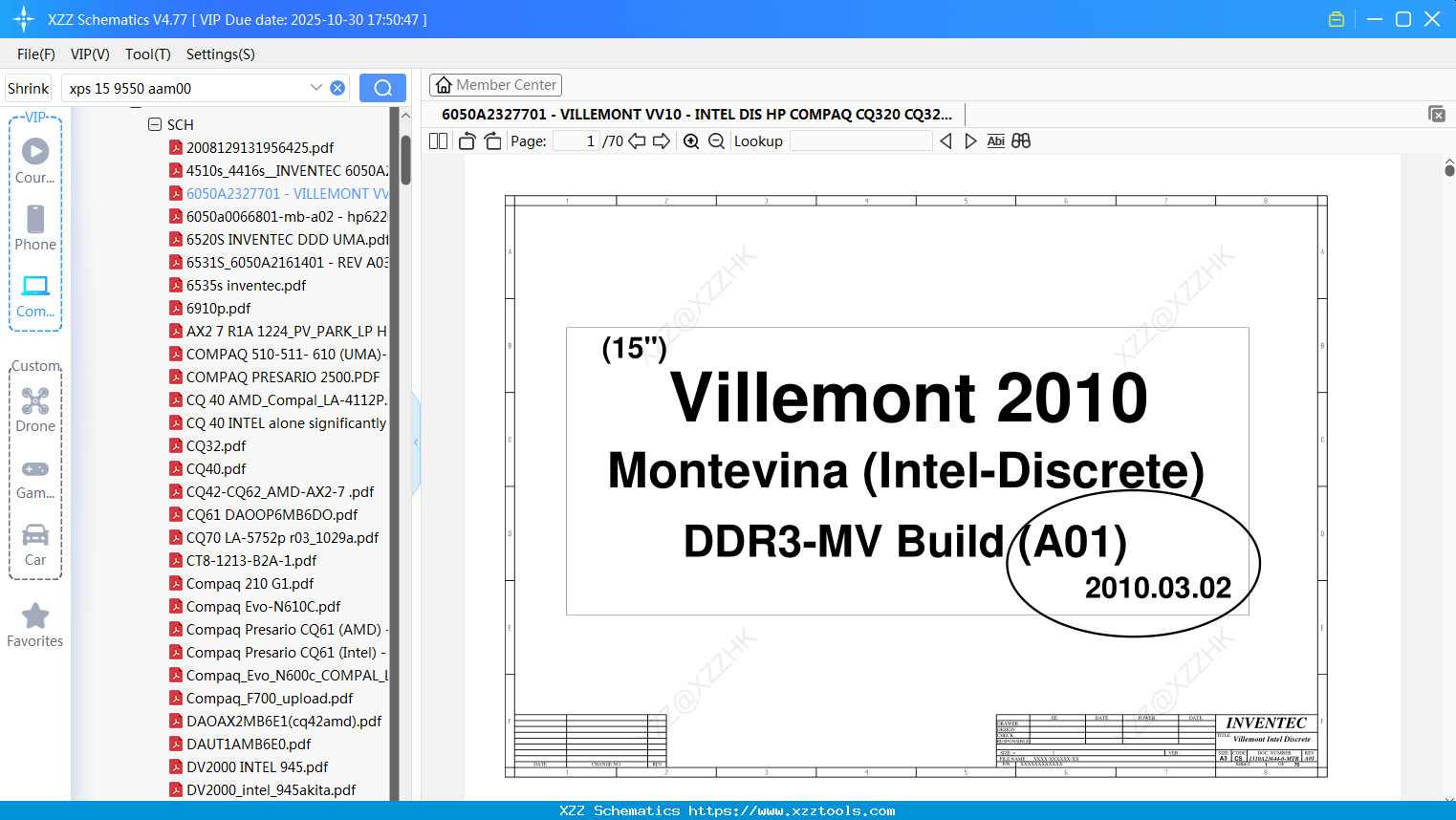 Laptop 6050A2327701 - VILLEMONT VV10 - INTEL DIS HP COMPAQ CQ320 CQ321